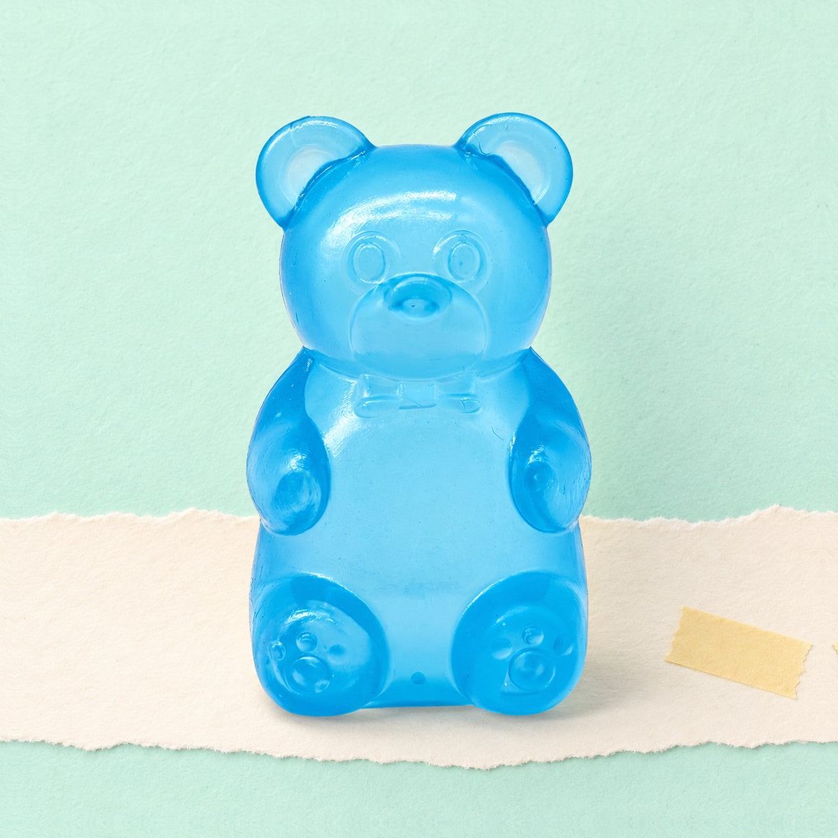 Gummy bear squishy slow rising (Blue), product photo on pastel paper