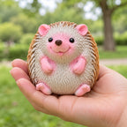 Hedgehog squishy kawaii, held in a hand to show the real size
