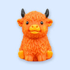 Animal Friends Squishy Set of 5: Highland Cow Squishy, Creaky Block Filling (Orange-brown)