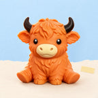 Highland cow squishy jumbo – Jumbo Highland Cow Squishy, Soft TPR (Orange), product photo on pastel paper