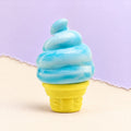 Ice cream squishy stretchy – Ice Cream Cone Squishy, Stretchy Silicone (Blue), product photo on pastel paper
