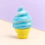 Ice cream squishy stretchy – Ice Cream Cone Squishy, Stretchy Silicone (Blue), product photo on pastel paper