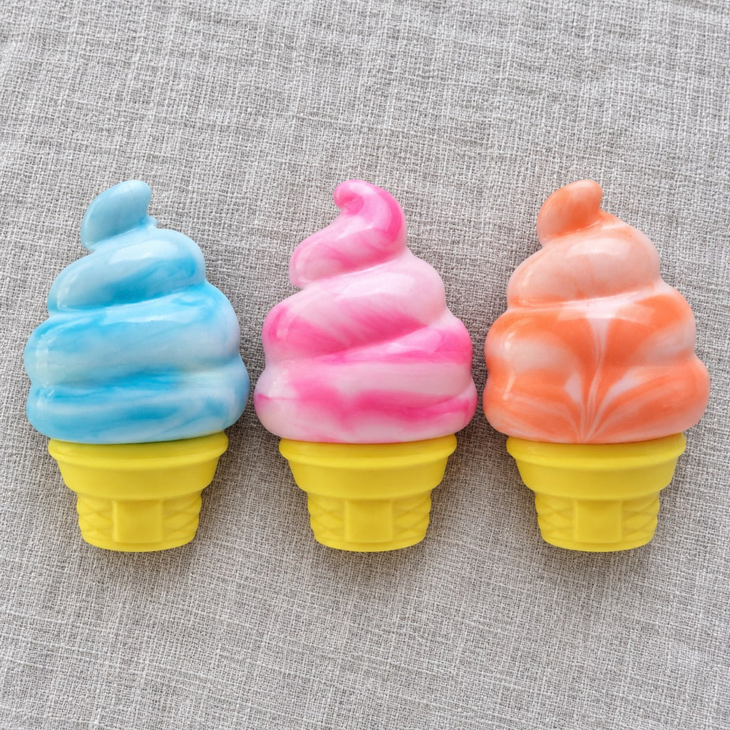 Ice Cream Cone Squishy, Stretchy Silicone, all colors side by side