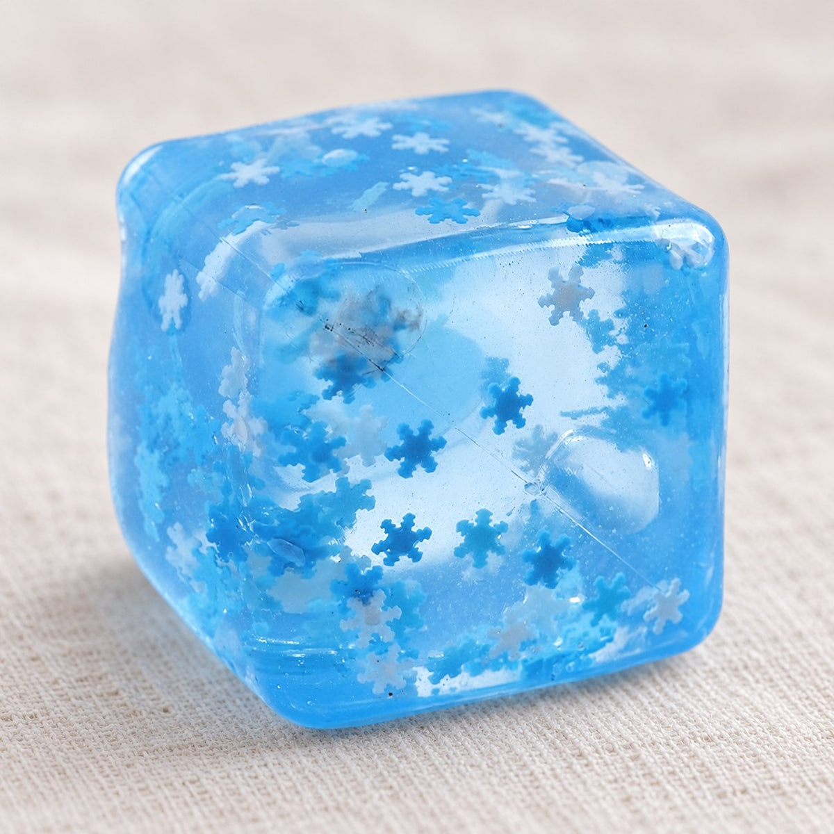 Ice Cube Squishy, 5 cm, Snowflake, Marble or Glitter, close-up of the surface and details