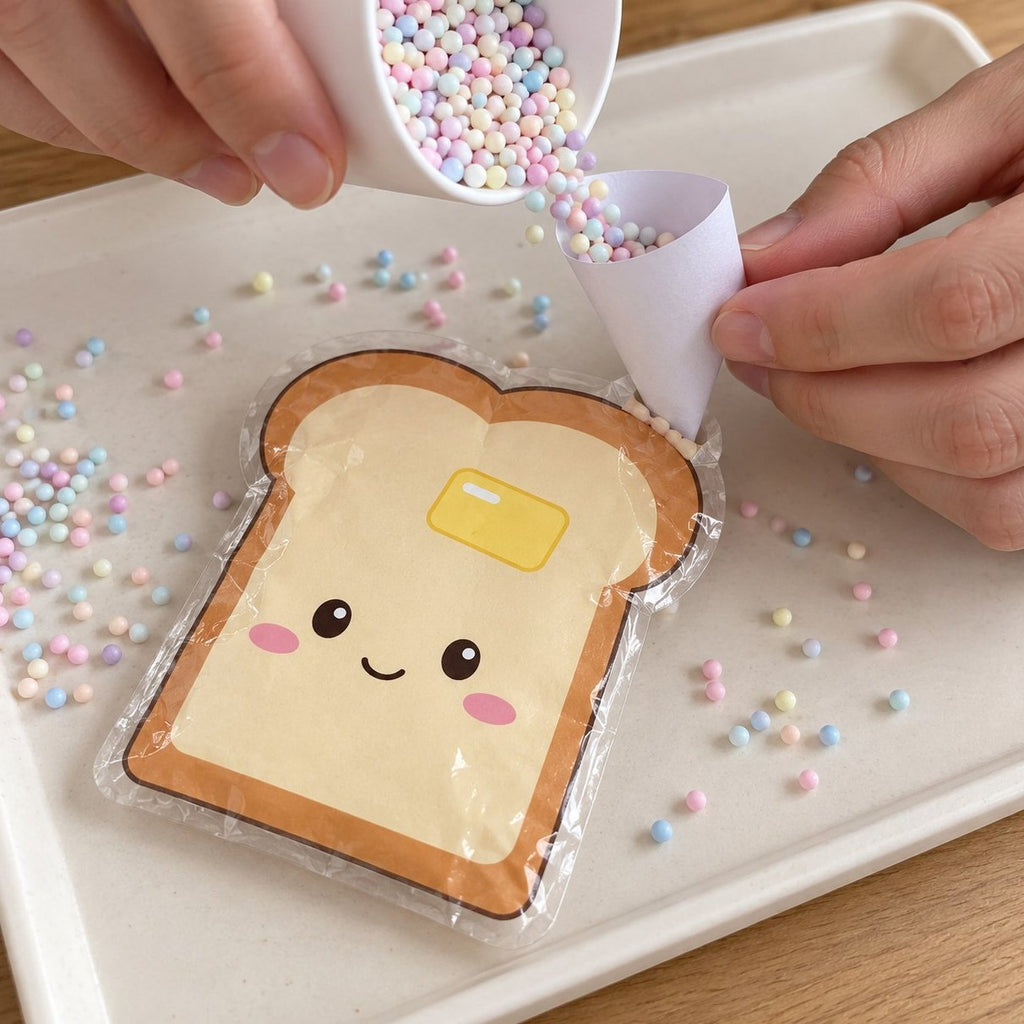 Imbottitura squishy: palline versate dentro uno squishy di carta