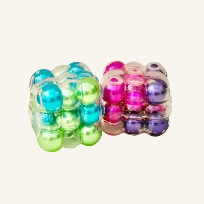 Bubble Cube Squishy, Pearl Balls Inside, 6 cm