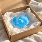 Jelly cat squishy maltose (blue), unboxed from a parcel with tissue paper
