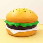 Jumbo burger squishy giant sesame burger 24 cm, product photo on pastel paper