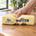 Jumbo Butter Squishy, Giant Butter Stick 24 cm, being squeezed by hand, soft and squishy