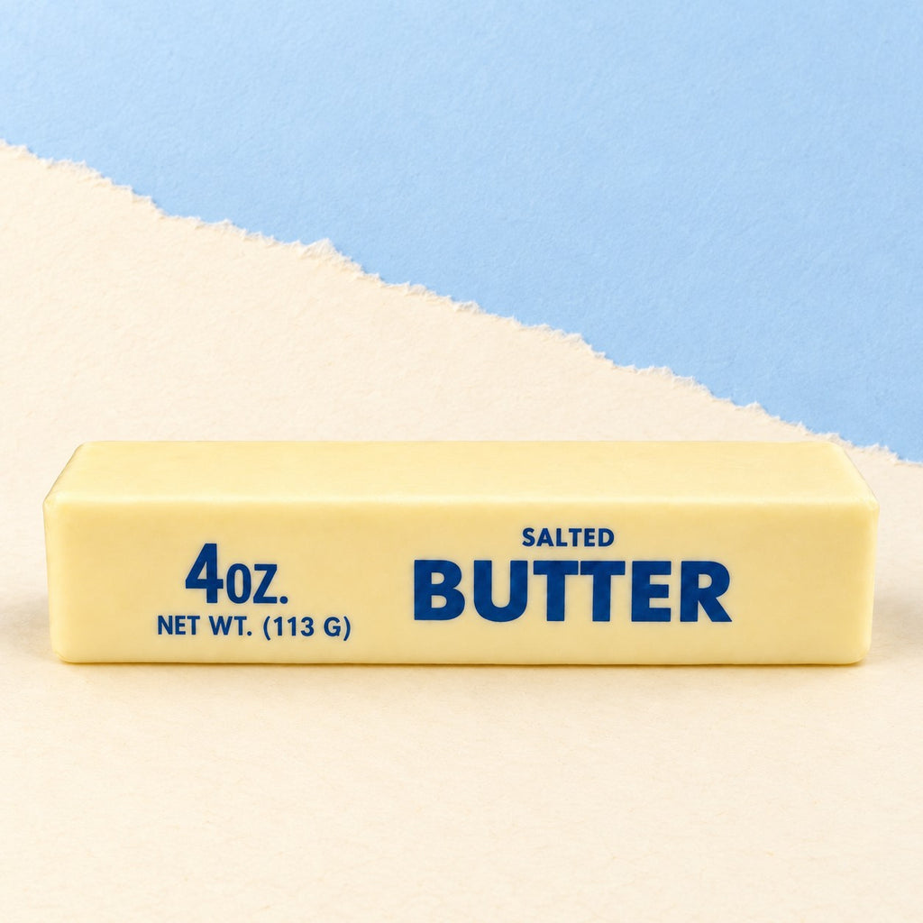 Squishy smør jumbo kæmpe smørstang på 24 cm, produktbillede på pastelpapir