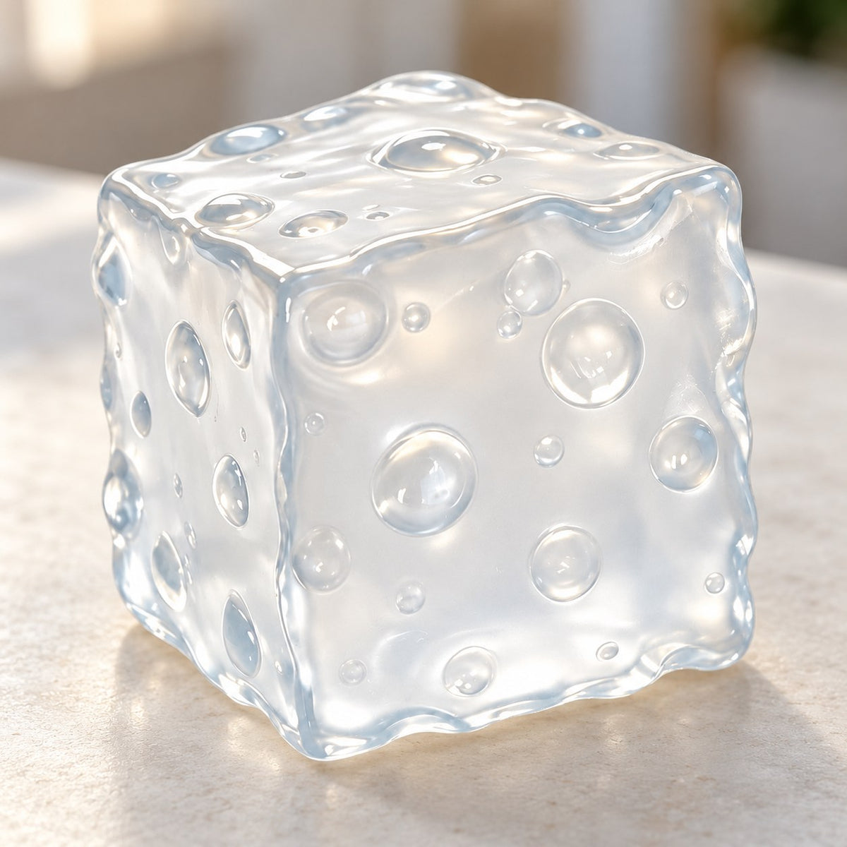 Jumbo Jelly Cheese Squishy, Moldable (white), close-up of the surface and details
