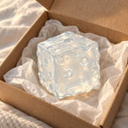 Jumbo jelly cheese squishy (white), unboxed from a parcel with tissue paper