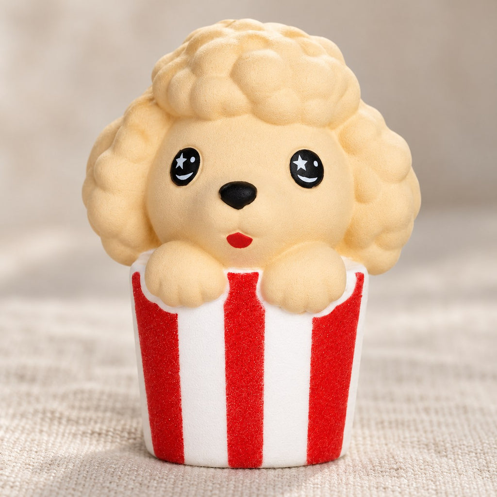 Jumbo Popcorn Puppy Squishy, Kawaii, close-up of the surface and details