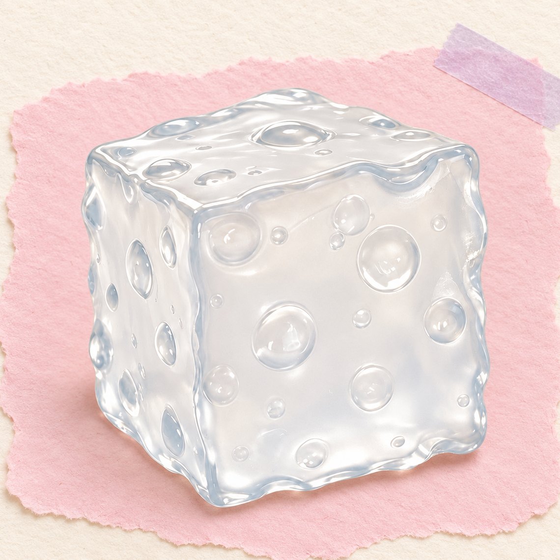 Kaas squishy jumbo in het wit, kneedbaar, op pastelkleurig papier