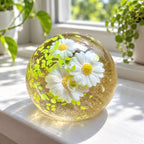 Maltose ball squishy stretchy (Spring Daisies), on a sunny windowsill