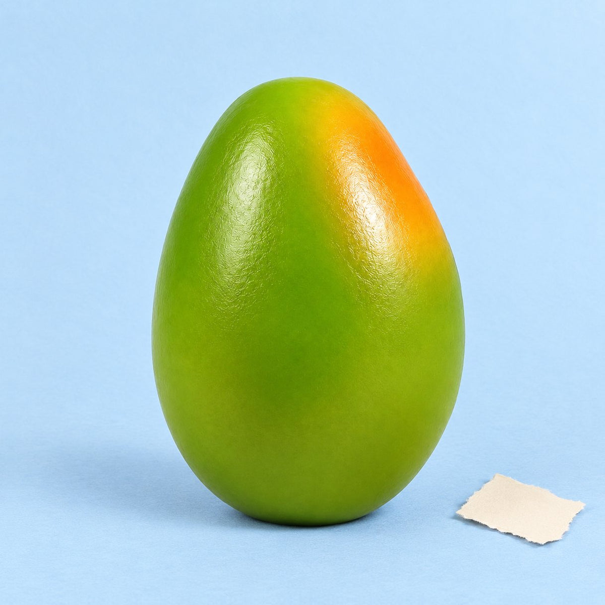 Mango Squishy, crunchy mit Knistern, Produktfoto auf Pastellpapier