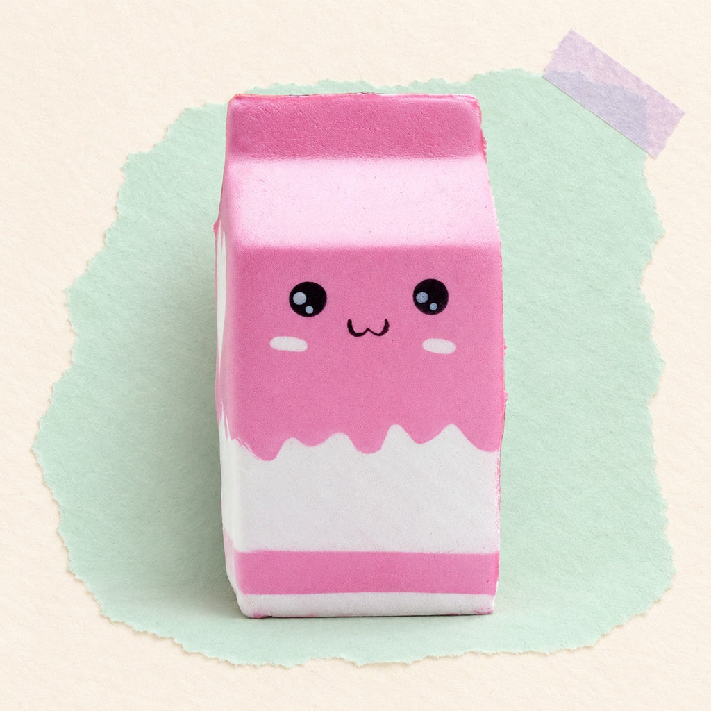 Milk carton squishy jumbo – Jumbo Milk Carton Squishy, Slow Rising (Pink), product photo on pastel paper