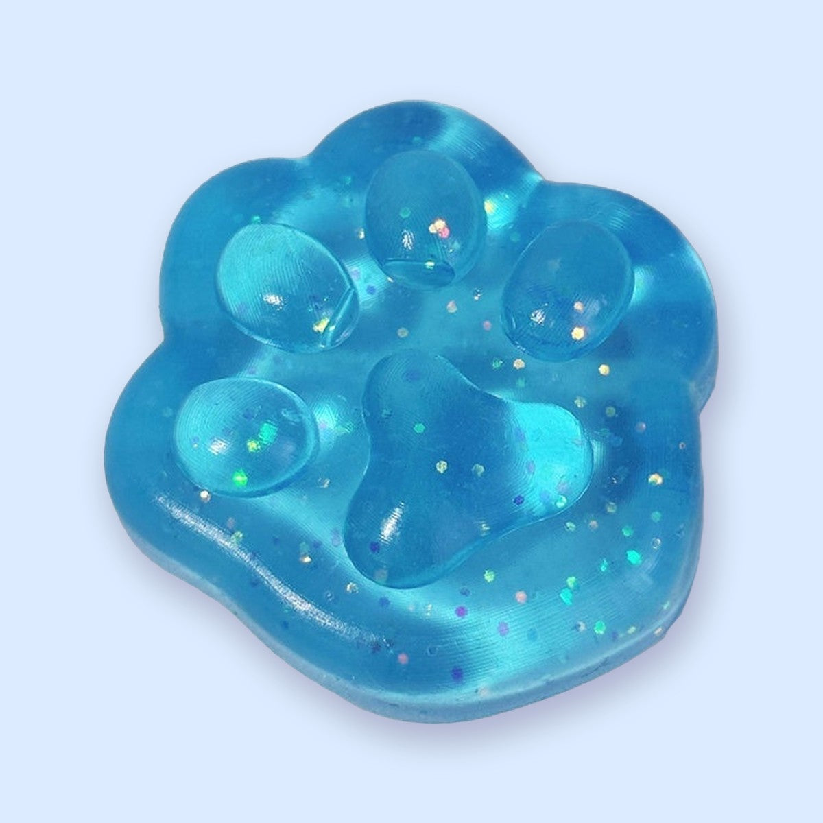 Mini Jelly Cat Paw Squishy, 4 cm – Blue glitter