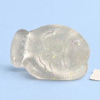 Fish squishy mini – Mini Jelly Fish Squishy, 6 cm (White glitter), product photo on pastel paper
