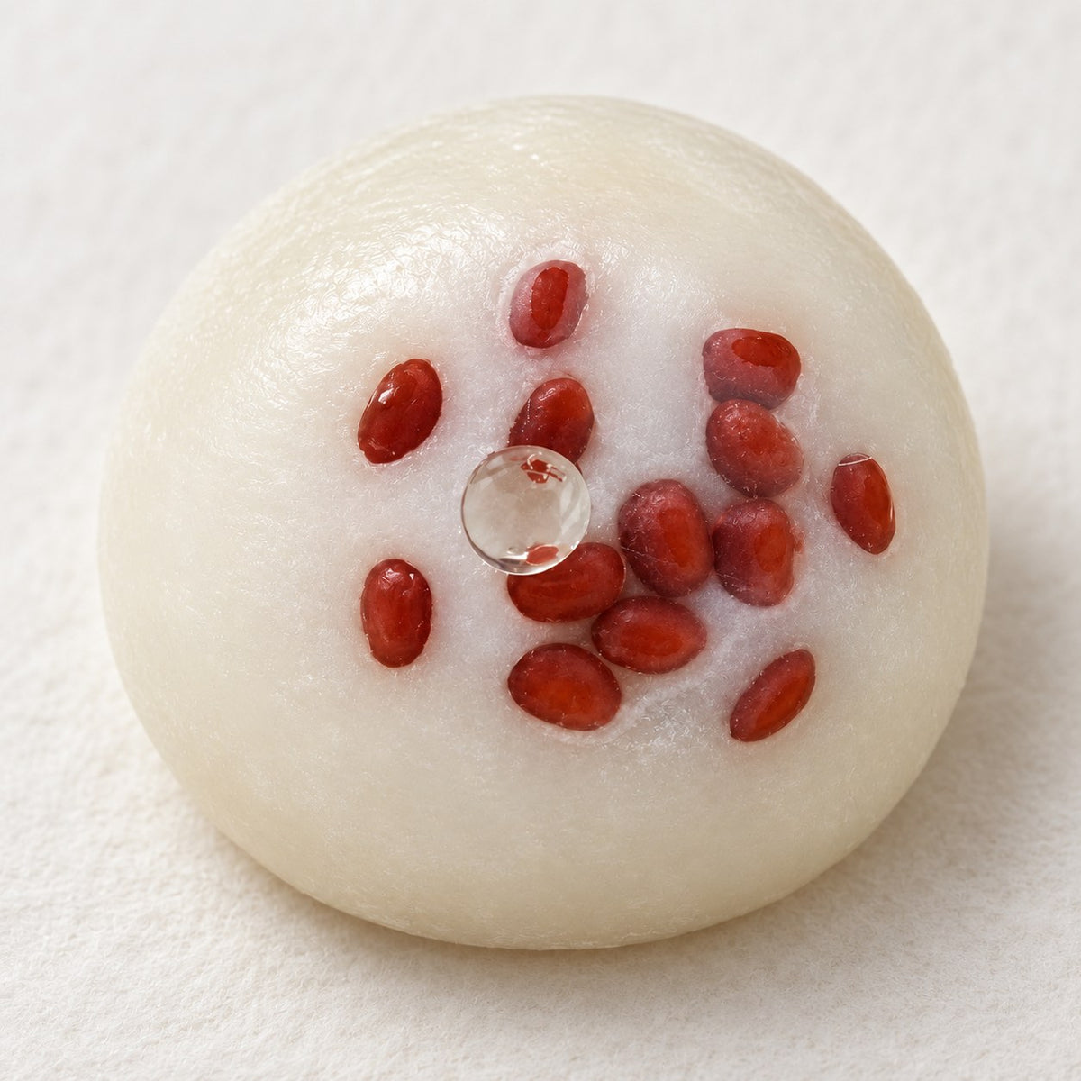 Red bean mochi squishy, close-up of the surface and details