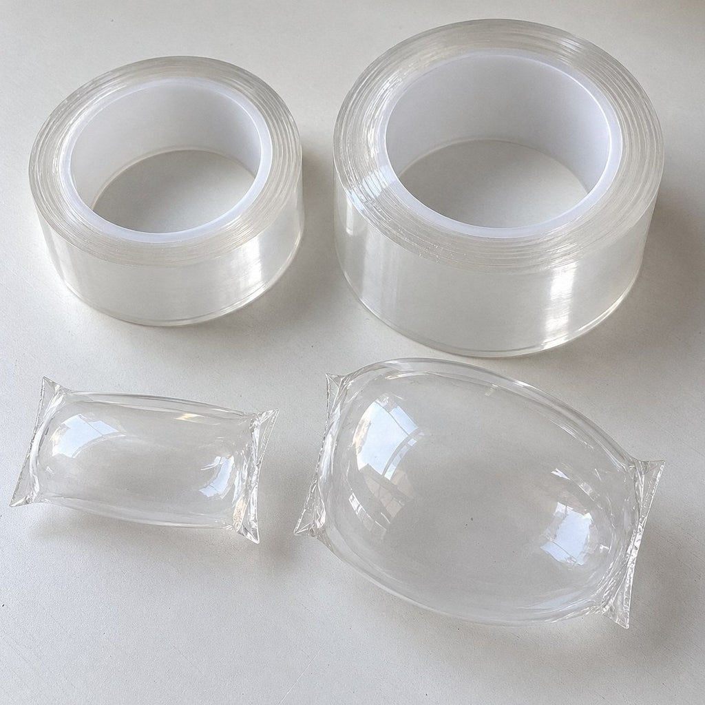 Nano tape casero: burbujas de 3 cm y de 5 cm, una al lado de la otra