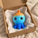 Octopus squishy, unboxed from a parcel with tissue paper