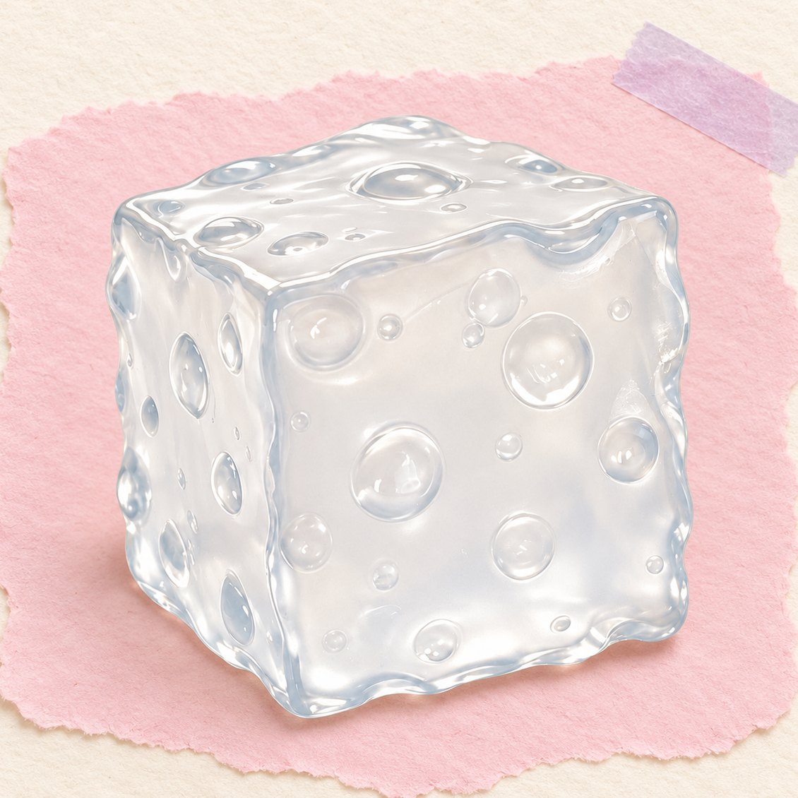 Hvid kæmpe ost-squishy, formbar, produktfoto på pastelfarvet papir