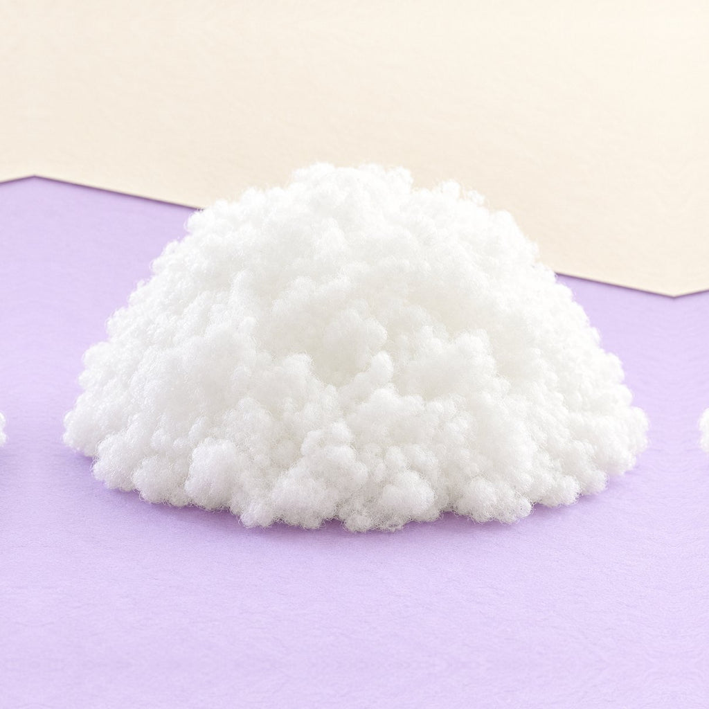 Ovatta poliestere da 1 kg per imbottire squishy di carta, su carta pastello