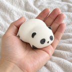 Panda Squishy, Lying Panda in Gift Box, held toward the camera, first-person view