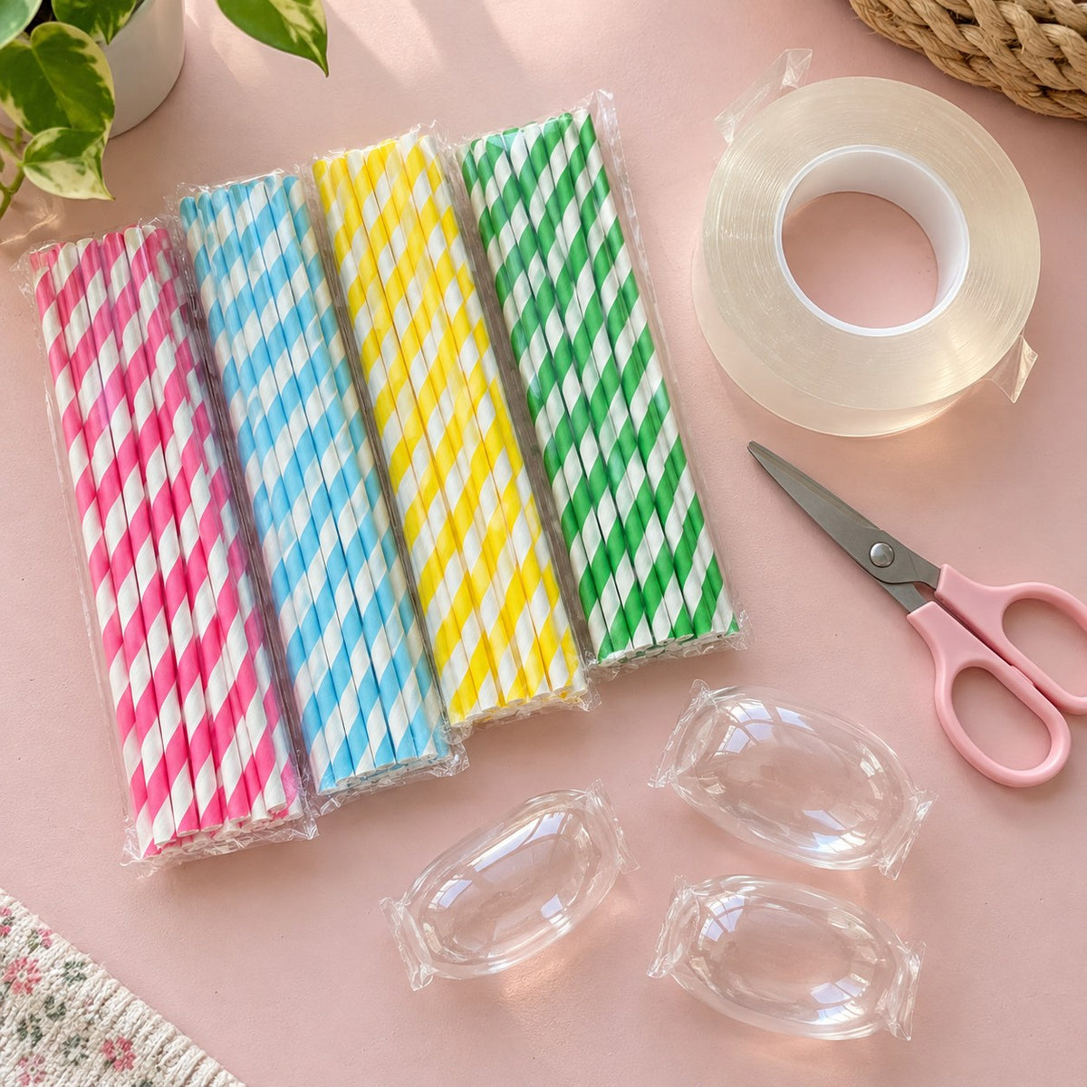 Squishy palhinhas de papel com bolhas de fita nano prontas