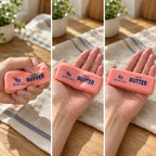 Pastel Butter Squishy, Pink, Strawberry or Chocolate, squished flat, half risen and fully back in shape