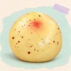 Potato squishy crunchy, product photo on pastel paper
