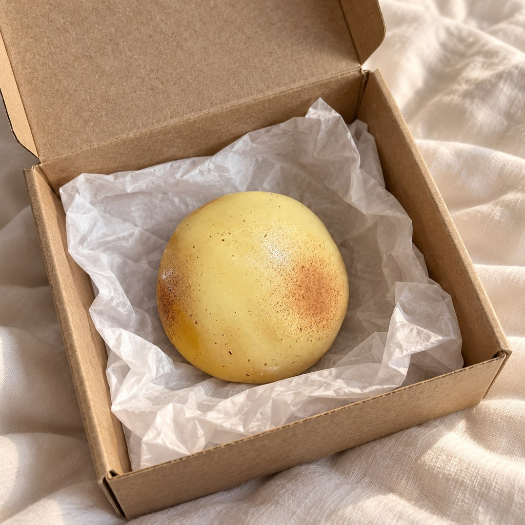 Kneedbare aardappel squishy, net uitgepakt uit een pakketje met zijdepapier