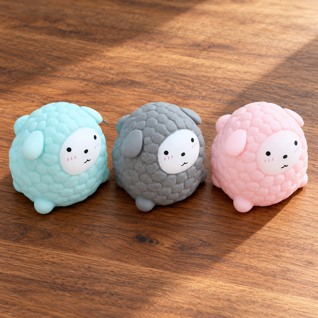 Sheep Squishy, Fluffy Lamb in Pastel TPR, all colors side by side