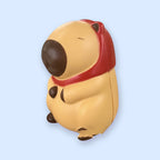 Capybara Squishy, Slow Rising with Turtle or Strawberry Hood (Strawberry hood, light beige)