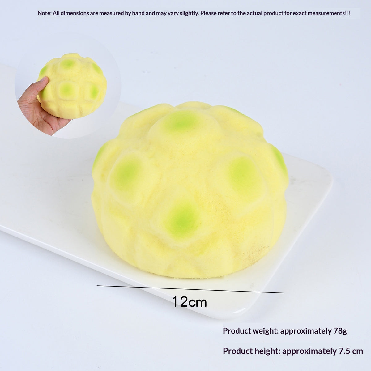 Squishy de bollo piña, slow rising de 8 o 12 cm