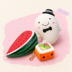 Slow rising squishy set – Slow Rising Squishy Trio, product photo on pastel paper