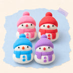 Snowman squishy set christmas – Snowman Squishy Family, all 4 colors, product photo on pastel paper