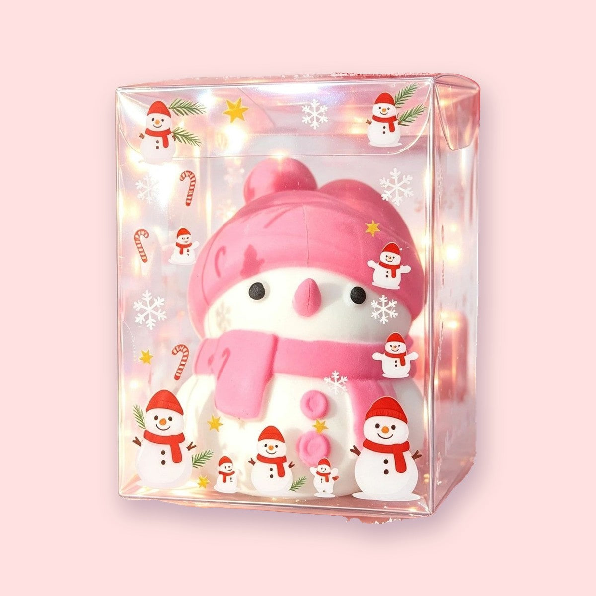 Lot de 5 squishies de Noël: Squishy bonhomme de neige, doux comme un mochi, slow rising (Rose, en boîte cadeau)