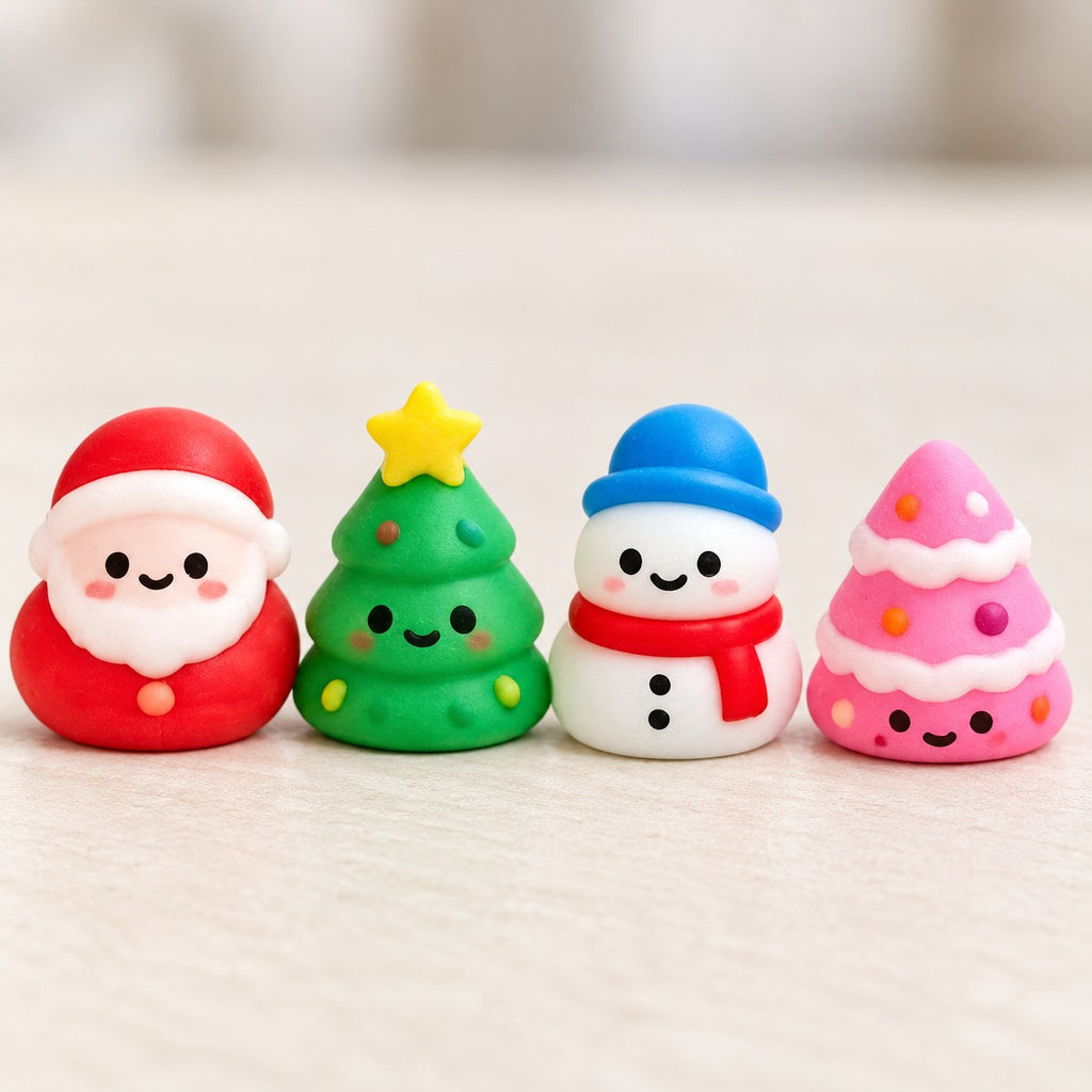 Squishy Advent Calendar with 24 Christmas Squishies, close-up of the surface and details