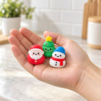 Squishy Advent Calendar with 24 Christmas Squishies, held in a hand to show the real size