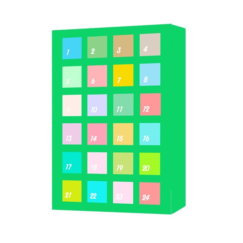 Squishy advent calendar with 24 numbered doors from 1 to 24