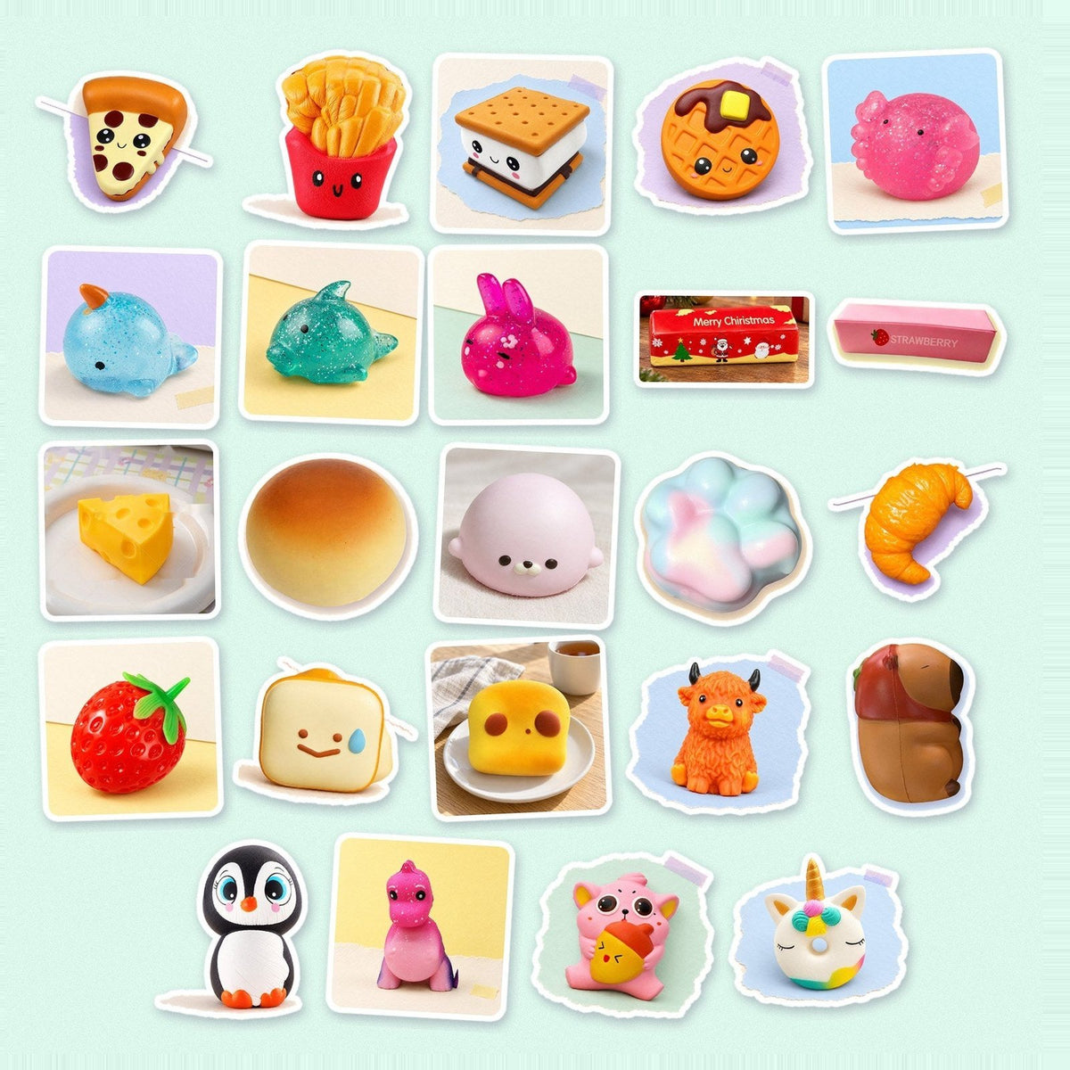 Premium Squishy Adventskalender selbst befüllen, mit Jumbo-Essen und Glitzer Mochis