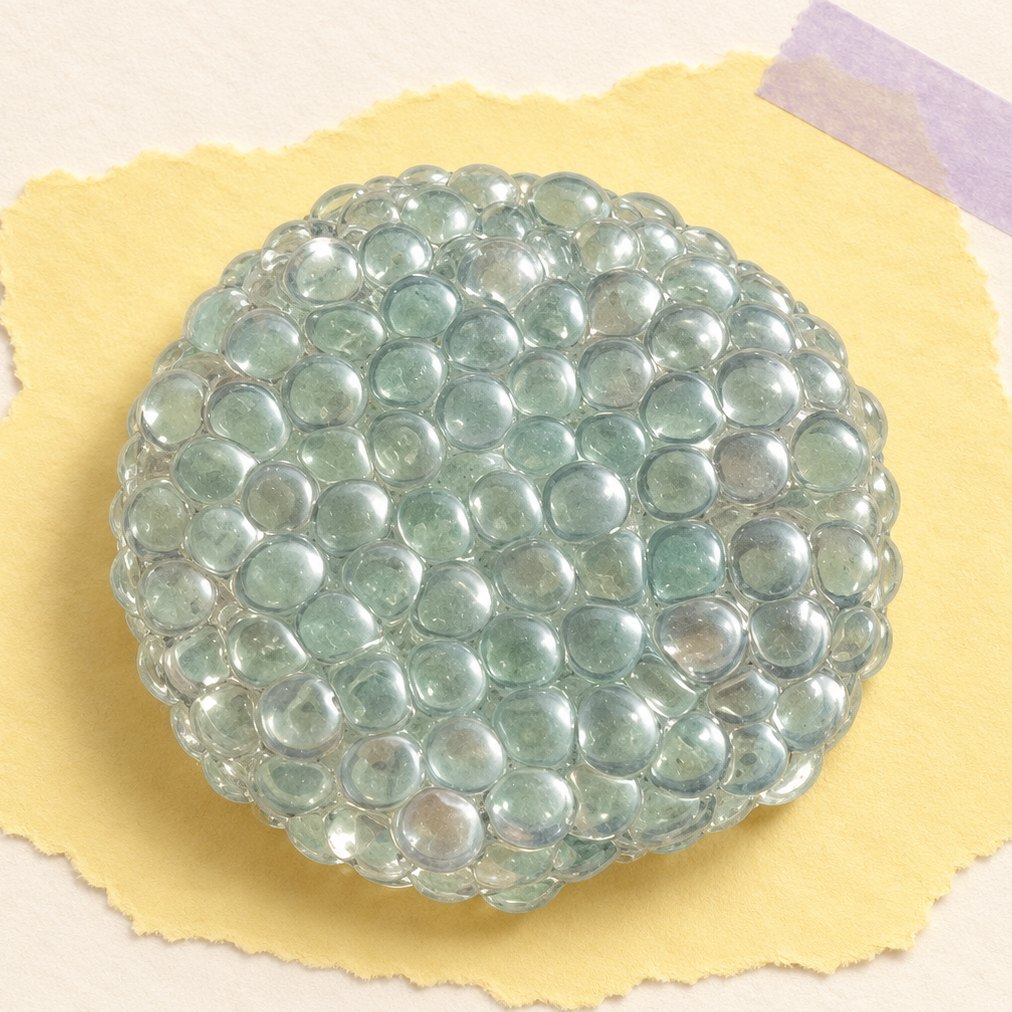 Squishy bulle de verre crunchy en PU, existe en transparent ou en vert menthe