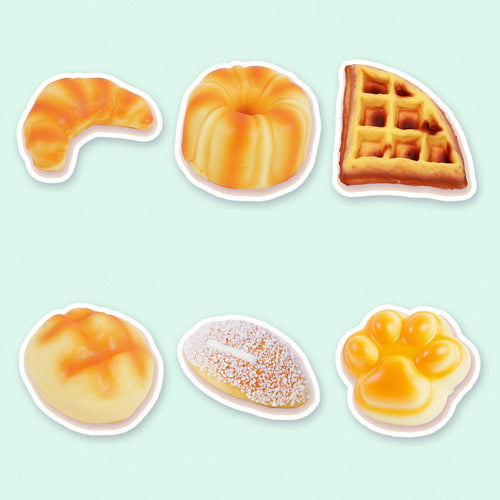 Caixa de 6 squishies de padaria, conjunto de squishies