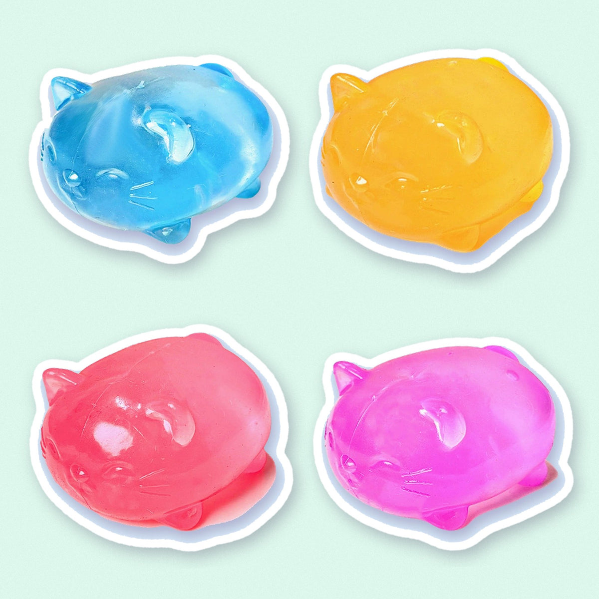 Squishy żelkowy kotek, wszystkie 4 kolory, zestaw squishy