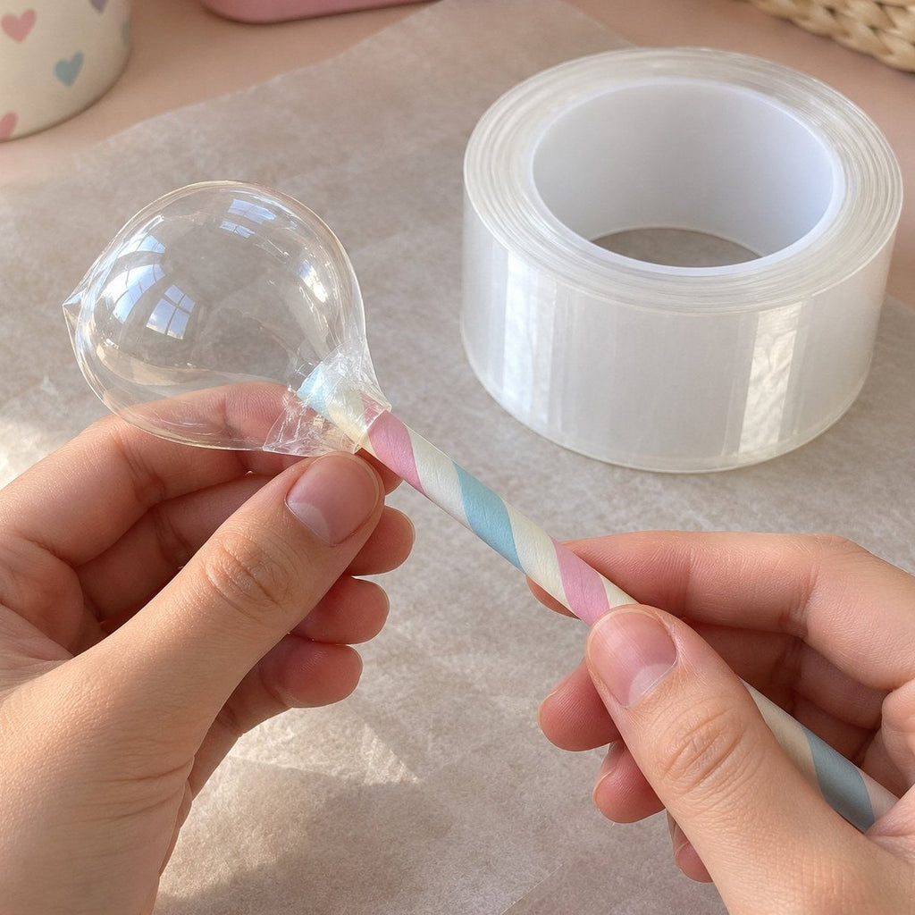 Squishy cinta nano ancha DIY: burbuja inflada con una pajita