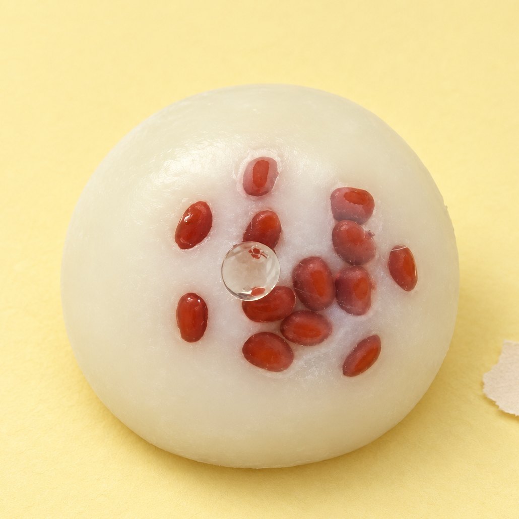 Squishy mochi haricot rouge fait main, tout rond et moelleux
