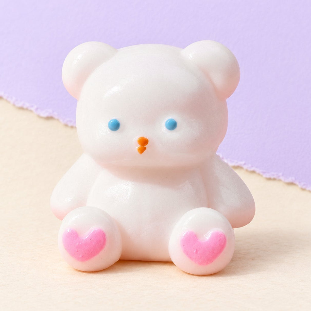 Squishy osito de peluche blanco con patitas de corazón, 7 cm