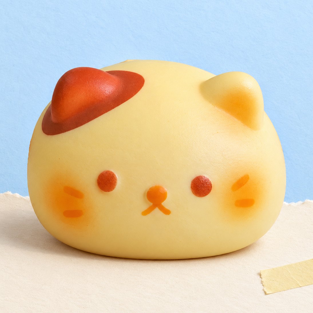 Squishy panino gatto kawaii slow rising su carta color pastello